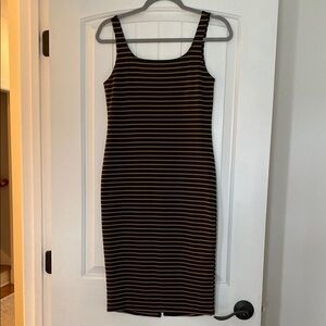 Striped Black and Brown Sleeveless Dress